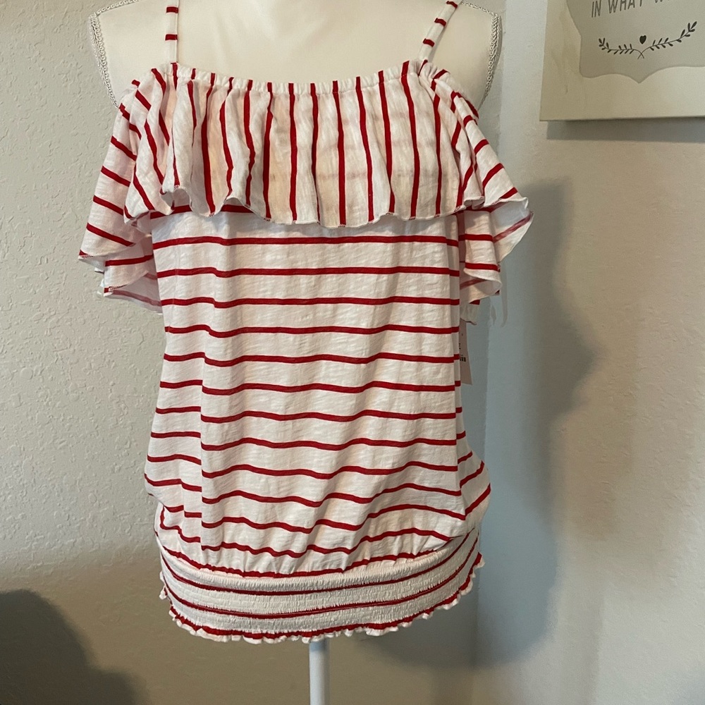 New Inc International adjustable strap and elastic bottom blouse